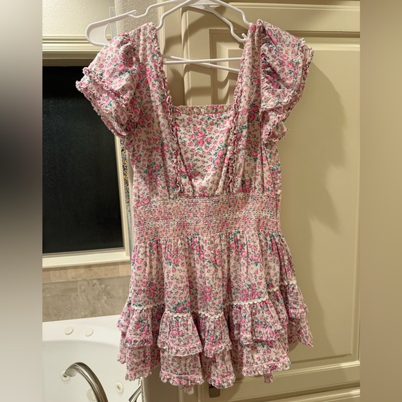 LoveShackFancy Re-Edition Stanton Floral Cotton Mini Dress - Picture 4 of 5